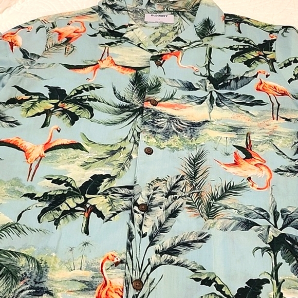 Old Navy tropical print short sleeve shirt size men's small/women's medium - Picture 4 of 5